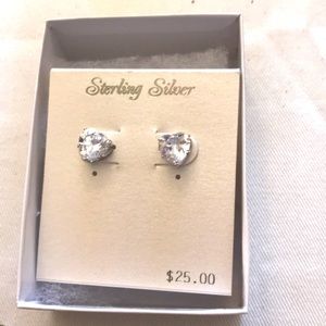 Sterling silver heart diamond shaped earrings